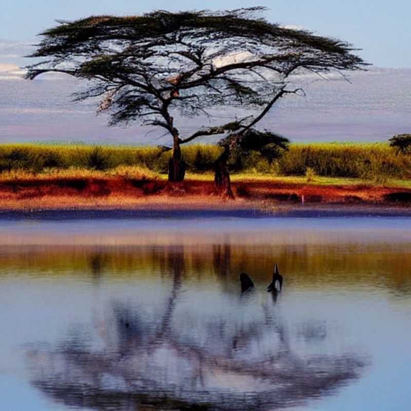 Bando de flamingos cor-de-rosa vibrantes, uma visão deslumbrante no Lago Nakuru, Quênia, sob o sol de verão africano. Um espetáculo imperdível para quem busca uma experiência de férias inesquecível.