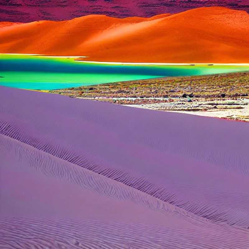 Alt text: A paisagem surreal do Parque Nacional Namib-Naukluft, Namíbia, com suas dunas imponentes sob o calor escaldante do verão. Descubra se este destino desafiador é ideal para suas férias de verão!