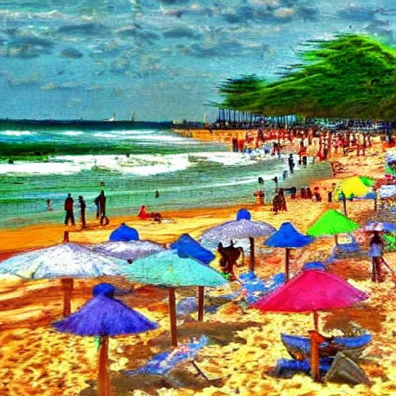 Serene Cotonou Beaches, Benin, basking in golden sunset hues, perfect for romantic captures and luxurious escapes, tailor-made for the social media-savvy traveler with a penchant for romance. Imagine your Instagram feed glowing with this! Just don't forget the bug spray – even romance can't swat mosquitos! 😉