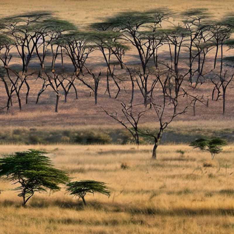 Rebanho de gnus atravessando as planícies douradas do Maasai Mara, um espetáculo inesquecível no verão queniano. Uma amostra da vida selvagem vibrante que espera por você.