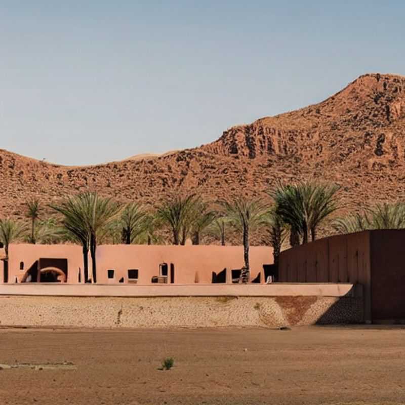 Dusty landscape and imposing structures of Atlas Film Studios in Morocco, showcasing the cinematic allure and challenging summer heat of this desert location. Question: Is it the right spot for your summer holiday?