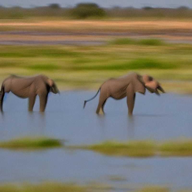 Des éléphants se régalent d'un somptueux festin végétal au Parc National de Chobe, Botswana, un paradis luxueux pour les foodies aventuriers et leurs photos instagrammables.