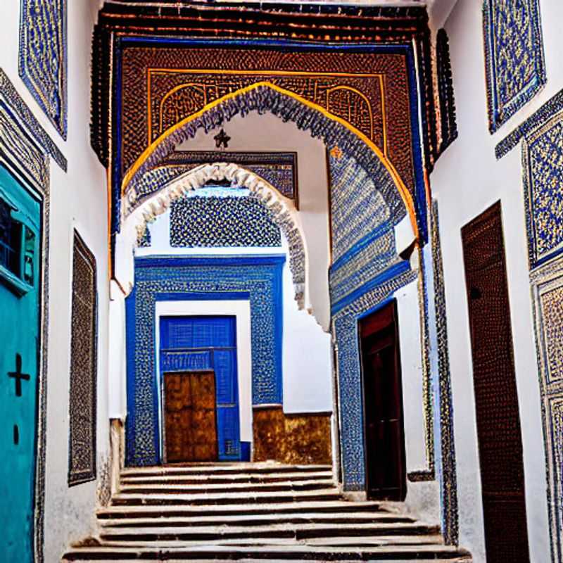 A vibrant, bustling scene within the Medina of Fez, Morocco, showcasing exotic spices, fragrant tagines, and the rich culinary heritage – a foodie's dream and the perfect backdrop for that unforgettable social media post. #FezFoodie #MoroccanMagic #LuxuryTravel