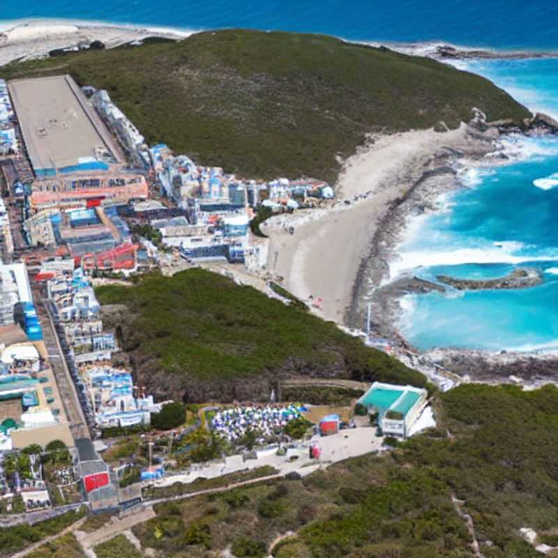 French: Vue poignante de Robben Island, Afrique du Sud, sous le soleil d'été : un lieu de mémoire et de résilience, à découvrir lors de votre voyage.