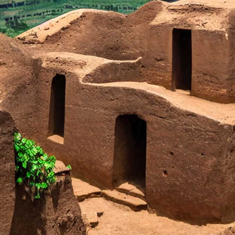 Les voyageurs en groupe explorent avec émerveillement l'architecture sacrée des églises rupestres de Lalibela, un joyau éthiopien parfait pour des photos mémorables et luxueuses sur les réseaux sociaux.