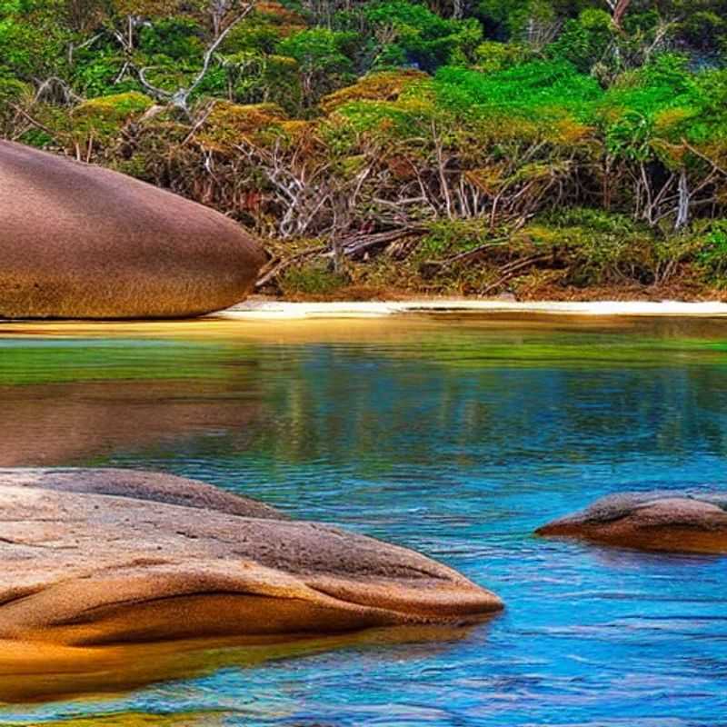 Casal explorando as paisagens dramáticas e formações rochosas únicas do Parque Nacional de Isalo, Madagascar, sob o sol escaldante do verão. A aventura os aguarda!