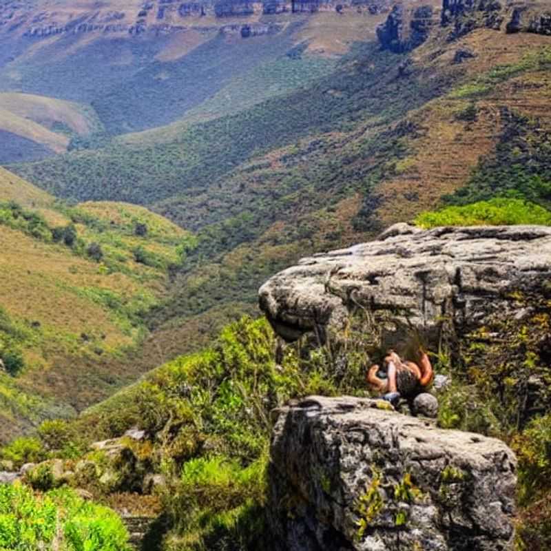 Majesté des Amphithéâtres du Royal Natal National Park baignés par le soleil estival, promesse d'aventures inoubliables et de paysages à couper le souffle pour des vacances d'été parfaites en Afrique du Sud.