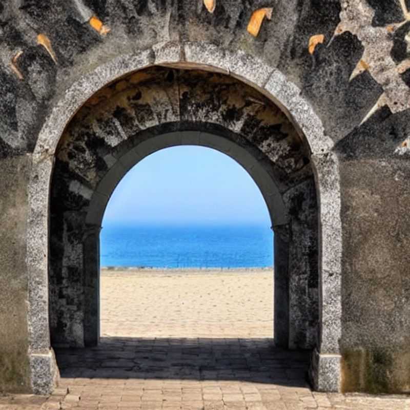 Forte de São Sebastião, Moçambique, imponente sob o sol escaldante, convidando a explorar sua história rica e avaliar se é o destino ideal para as suas férias de verão. (São Sebastião Fortress, Mozambique, imposing under the scorching sun, inviting you to explore its rich history and assess whether it is the ideal destination for your summer holiday.)