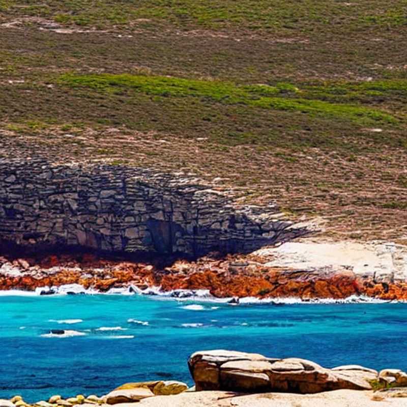 Dramatic cliffs of the Cape of Good Hope meet the turquoise ocean, showcasing the raw beauty and unique flora of this South African landmark – a captivating destination to consider for your summer holiday.