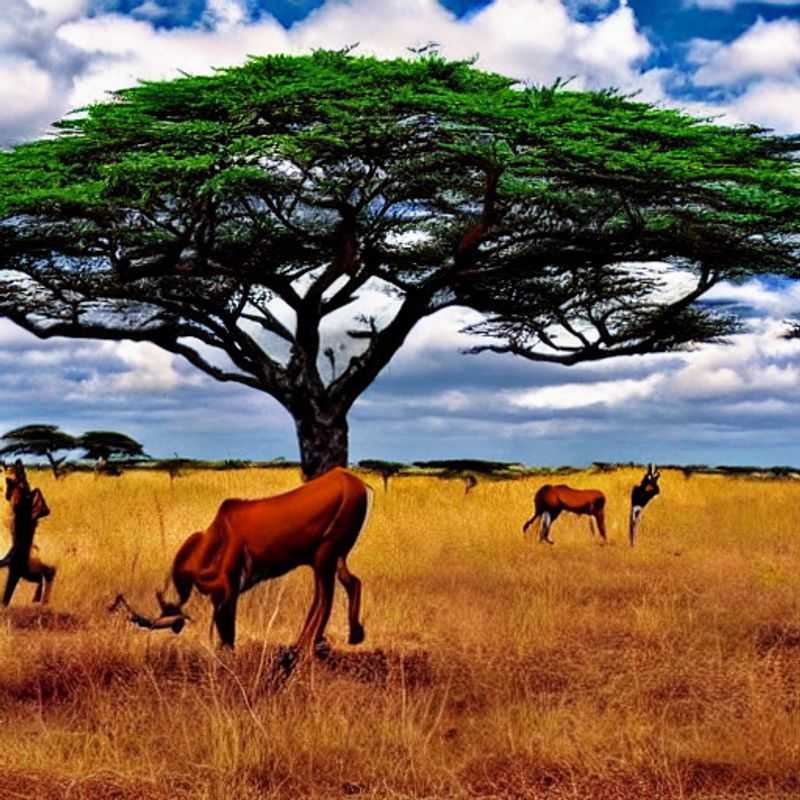 Dusty plains meet modern skyline: A giraffe grazes peacefully in Nairobi National Park, a surprisingly wild escape just minutes from Nairobi's urban hustle and bustle, showing off why it might just be your perfect summer holiday adventure.