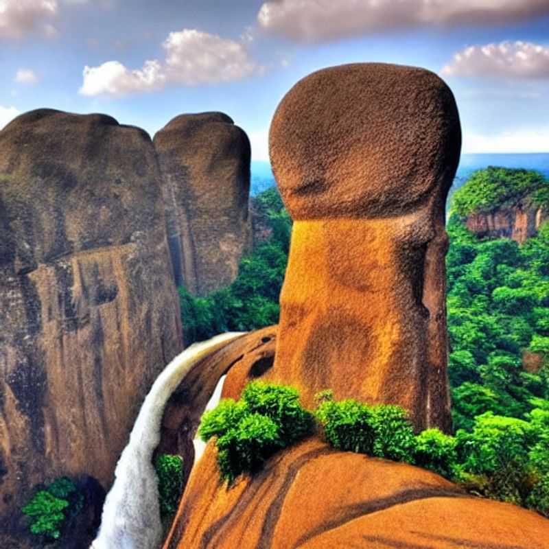 Vue imprenable sur Abeokuta depuis le sommet d'Olumo Rock, un refuge rafraîchissant et riche en histoire, parfait pour échapper à la chaleur estivale nigériane (mais n'oubliez pas votre crème solaire !).