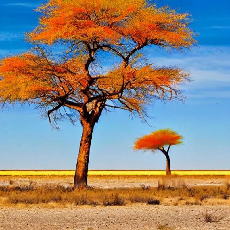 A majestic Namibian elephant silhouetted against the breathtaking, endless horizon of Etosha National Park, a luxurious and culturally enriching backdrop perfect for the discerning social media savvy explorer.