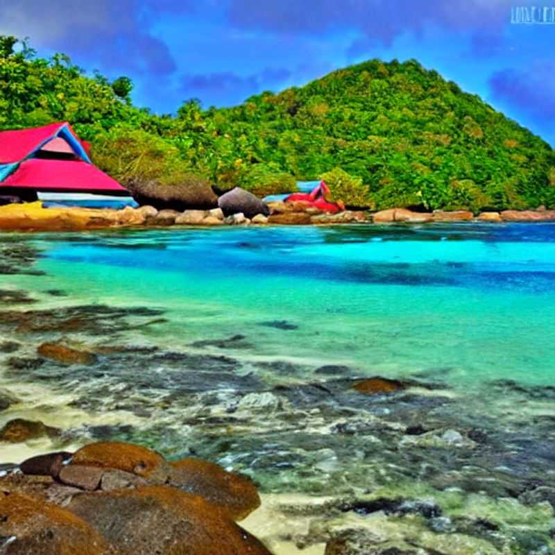 Alt text: Deux baigneurs profitant des eaux turquoise et du sable blanc immaculé de Praslin, Seychelles, un paradis estival idyllique. (Two bathers enjoying the turquoise waters and pristine white sand of Praslin, Seychelles, an idyllic summer paradise.)