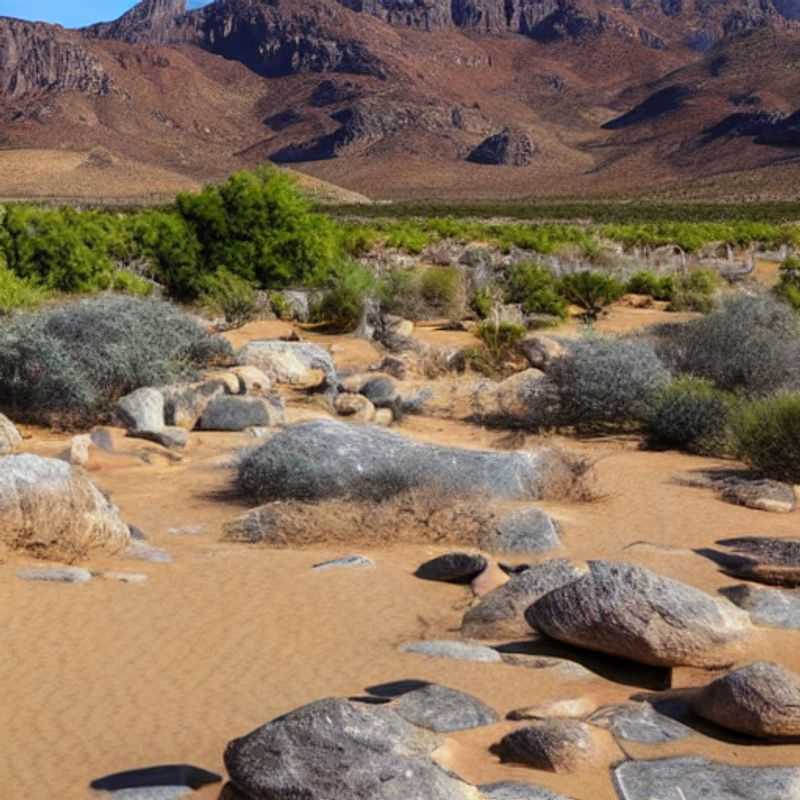 Spanish: Paisaje lunar del Parque Nacional Richtersveld, Sudáfrica, bajo el sol del verano. Descubre si este parque ofrece la aventura perfecta para tus vacaciones de verano.