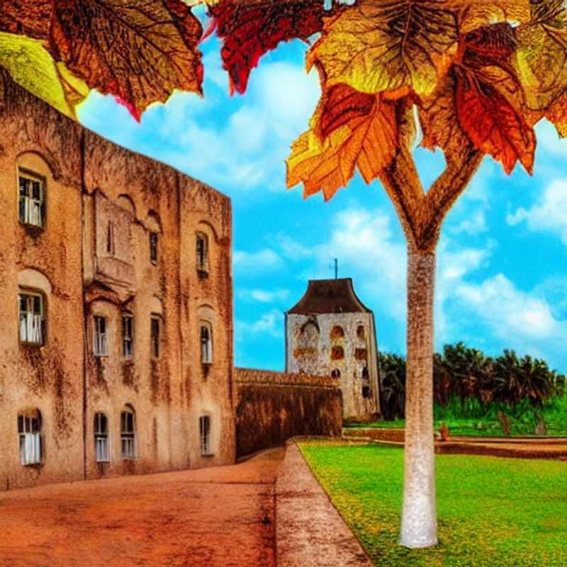Elmina Castle's stark white walls juxtaposed against the azure Ghanaian sky: A hauntingly beautiful backdrop for the Last-Minute Traveler seeking a powerful, reflective luxury experience and impactful social media content.