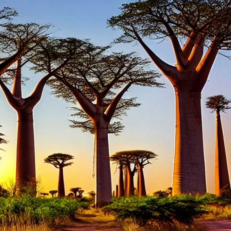 Towering Baobabs silhouette against a fiery Madagascar sunset on the Avenue of the Baobabs, a summer holiday adventure promising otherworldly beauty. (Is it right for *your* summer? Find out inside!).