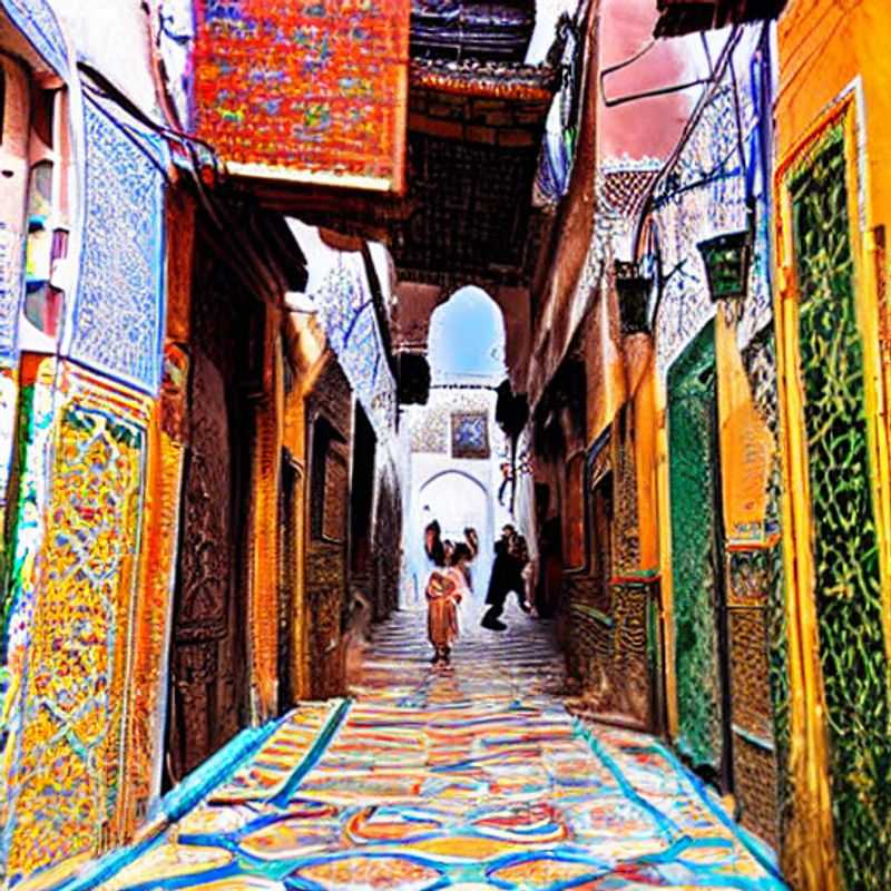 Aglomeración vibrante de la Medina de Fez, Marruecos, un laberinto de colores y vida que invita a la aventura... ¡pero quizás mejor explorarla fuera del calor sofocante del verano!