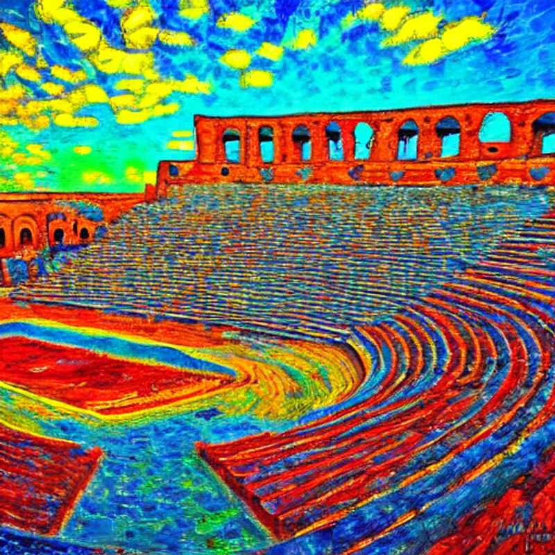 Le majestueux amphithéâtre d'El Jem, baigné par le soleil tunisien, une arène antique à explorer (avec chapeau et crème solaire!) durant vos vacances d'été.