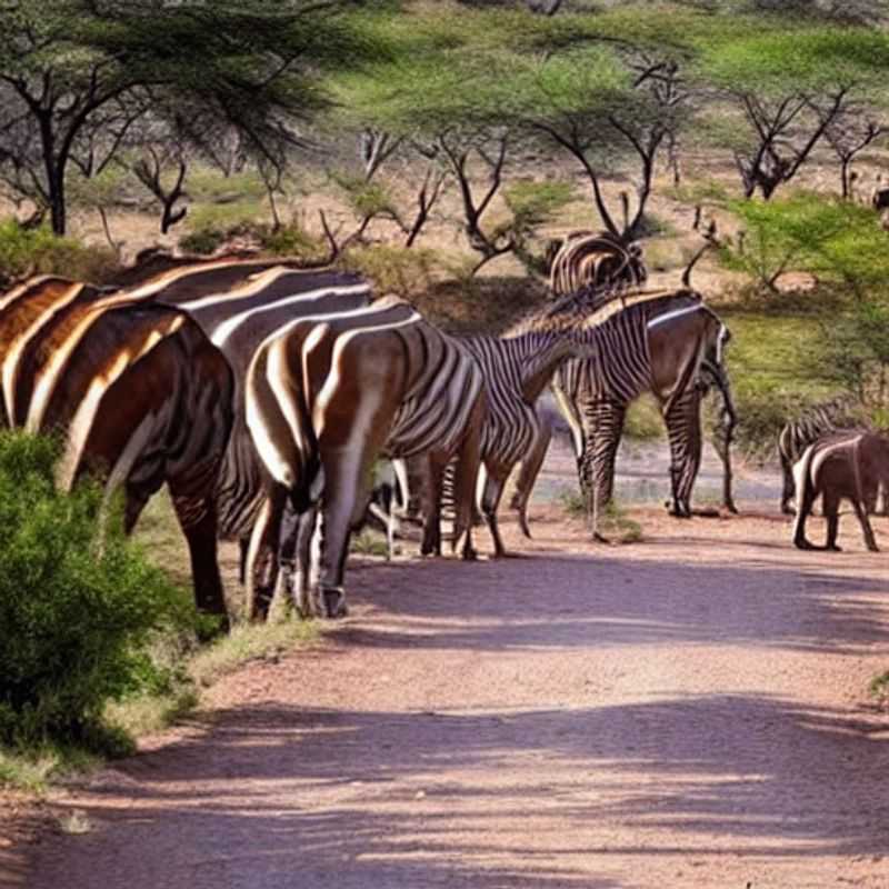 Des éléphants majestueux traversant le paysage aride et ensoleillé du parc national de Tsavo, au Kenya, soulignant la possibilité d'une aventure inoubliable pendant les vacances d'été.