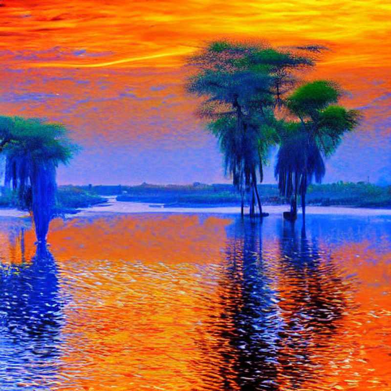 Sunset glimmers on the majestic Nile, reflecting the opulent comfort of a luxury lodge, a hidden gem offering unparalleled Instagrammable moments along Uganda/Sudan's legendary riverbanks for the discerning luxury traveler.