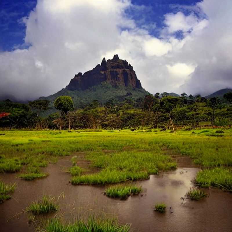 Dramatic sunset over Mount Elgon's caldera, Uganda/Kenya, a luxurious and secluded backdrop for the foodie traveler seeking authentic culinary adventures and shareable social media moments. Imagine indulging in locally sourced, gourmet meals amidst this stunning landscape.