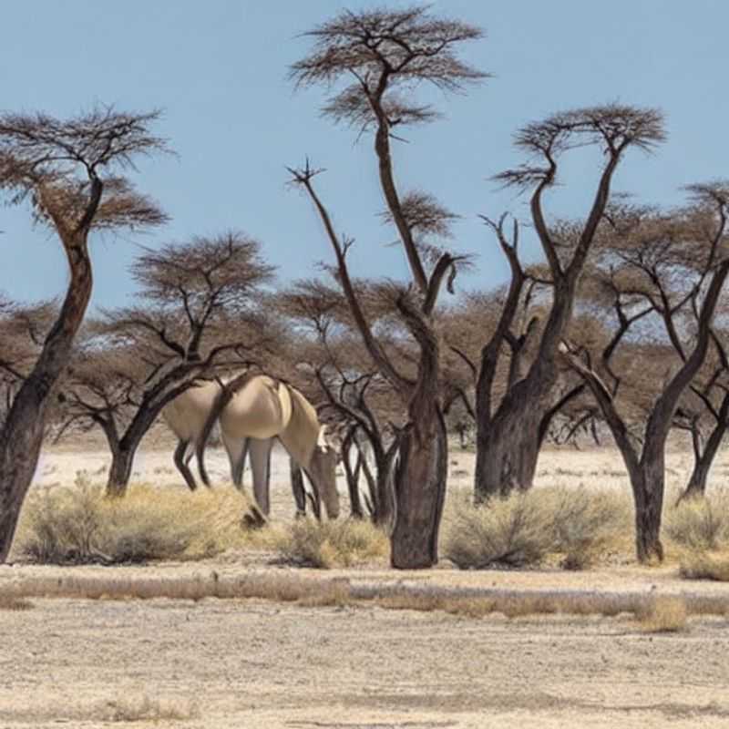 Un elefante solitario cruza la vasta sabana de Etosha, un testimonio de la abundante vida salvaje que espera a los visitantes incluso durante el intenso calor del verano en el Parque Nacional Etosha, Namibia.