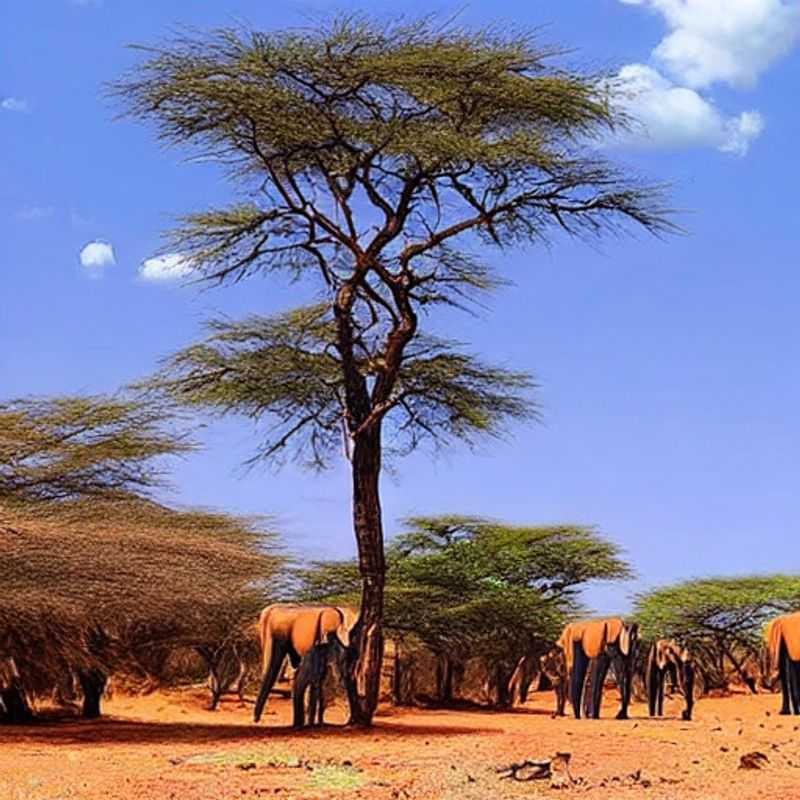 Des éléphants majestueux se prélassant sous le soleil d'été au cœur du parc national de Tsavo, Kenya : un aperçu de l'aventure estivale inoubliable qui vous attend. (Majestic elephants basking in the summer sun in the heart of Tsavo National Park, Kenya: a glimpse of the unforgettable summer adventure that awaits you.)