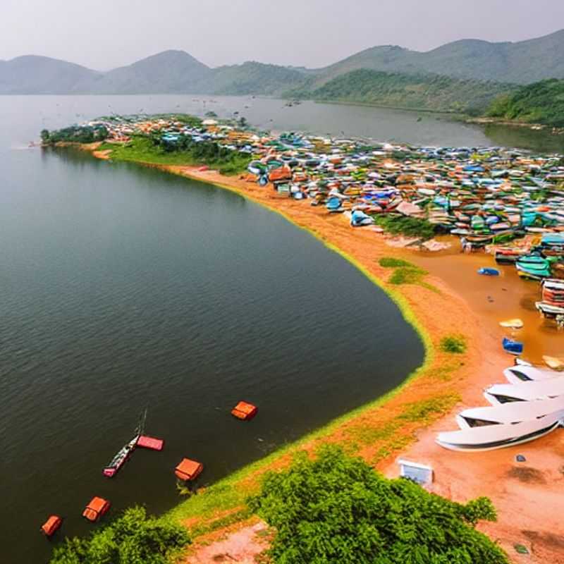 Dos parejas disfrutando de un tranquilo paseo en bote por el majestuoso Lago Volta, Ghana, un destino ideal para unas vacaciones de verano.