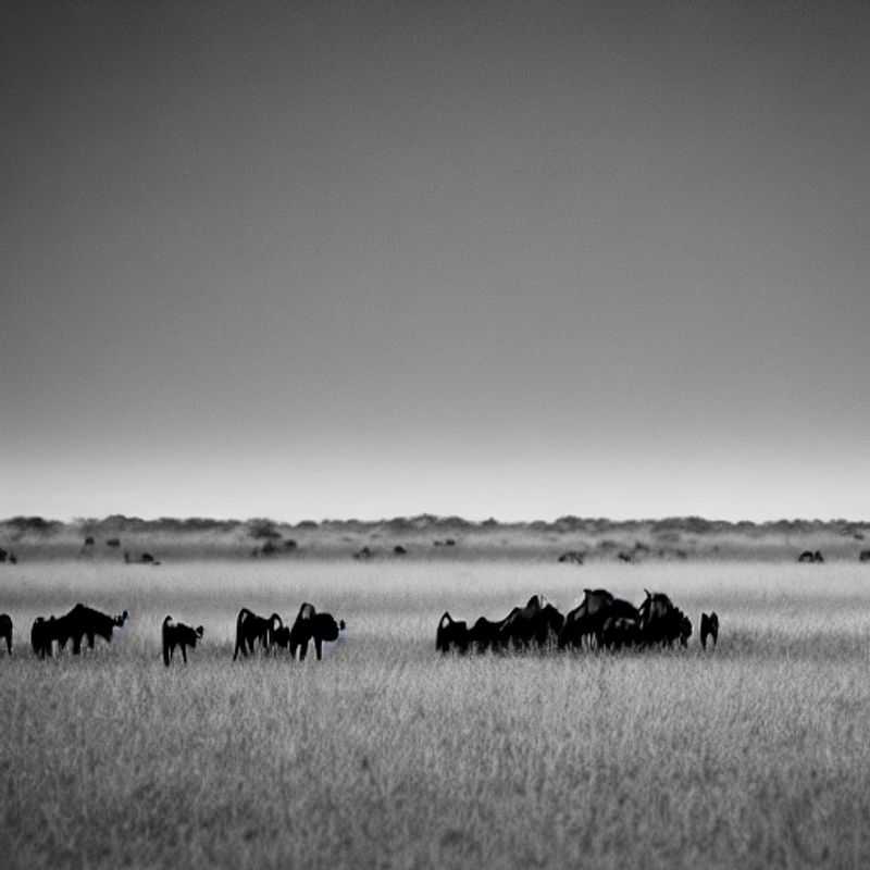 Witnessing the Great Migration, a roaring river of wildebeest against the African savanna sunset – an *instantly* iconic luxury experience for the last-minute traveler seeking unforgettable social media gold in Kenya/Tanzania. #WildebeestMigration #LuxuryTravel #KenyaTanzania #SocialMediaTravel #LastMinuteAdventure