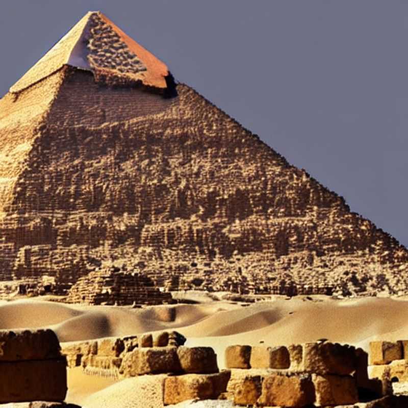Las imponentes Pirámides de Giza brillando bajo el sol de Egipto: ¿una aventura de verano inolvidable o un desafío de calor extremo? ¡Descúbrelo! (The imposing Pyramids of Giza shining under the Egyptian sun: an unforgettable summer adventure or an extreme heat challenge? Find out!)