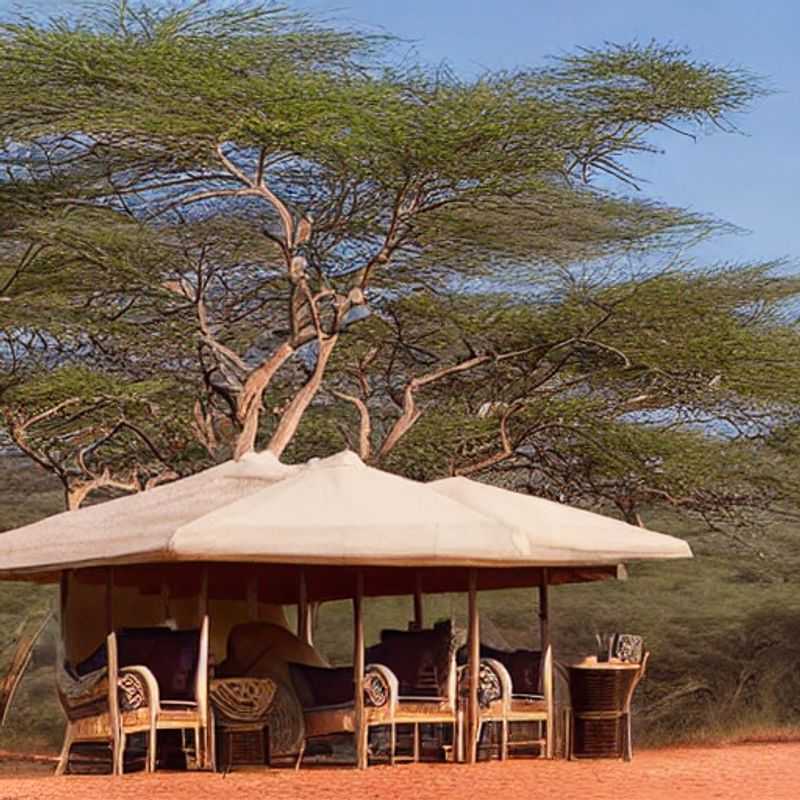 Golden hour paints the Tsavo National Park in fiery hues, captured from a luxurious lodge – the perfect backdrop for your Weekend Traveler's Instagram story, showcasing the raw beauty and upscale comfort of Kenya's wilderness. #TsavoLuxury #WeekendGetaway #KenyaSafari