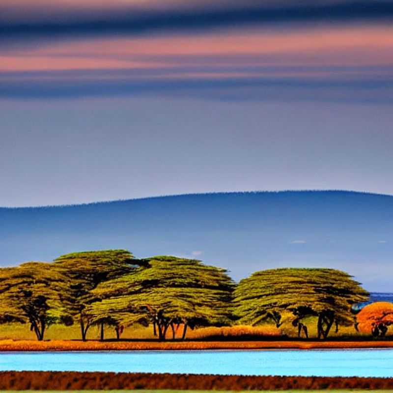 Flamencos rosados danzando sobre las aguas resplandecientes del Lago Nakuru, un espectáculo vibrante bajo el sol africano, la promesa de un verano inolvidable en Kenia.
