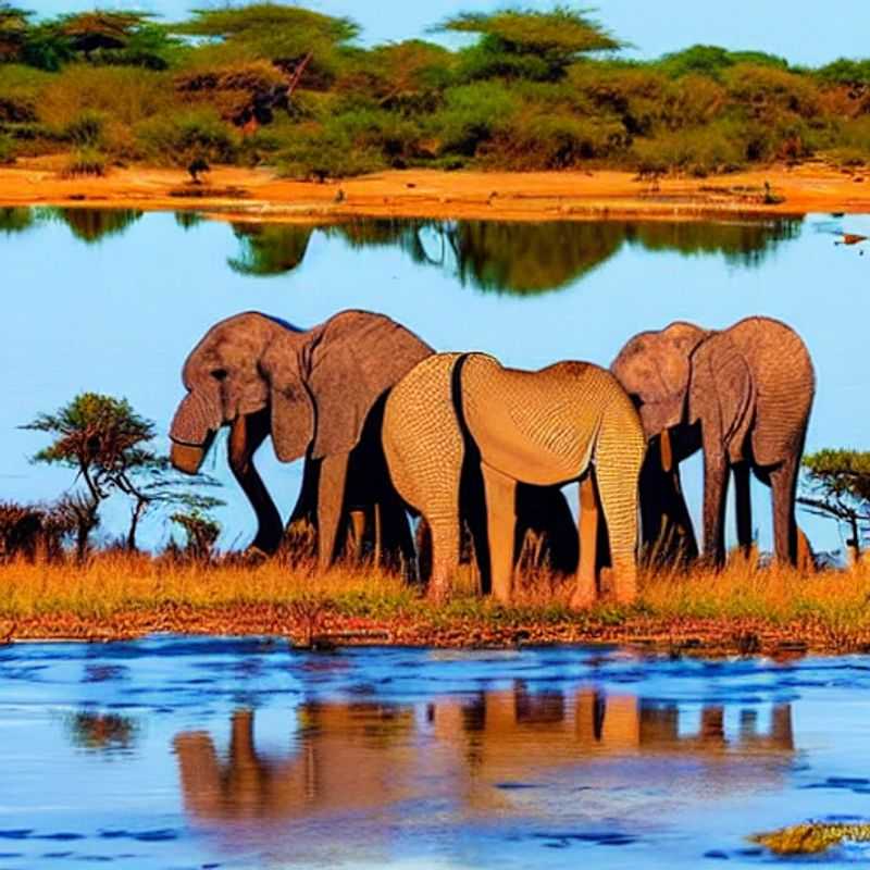 Alt Text: Chobe National Park, Botswana: Un éléphant majestueux déambule dans la savane dorée, un décor de luxe parfait pour les explorateurs du Gap Year en quête de clichés Instagram inoubliables.