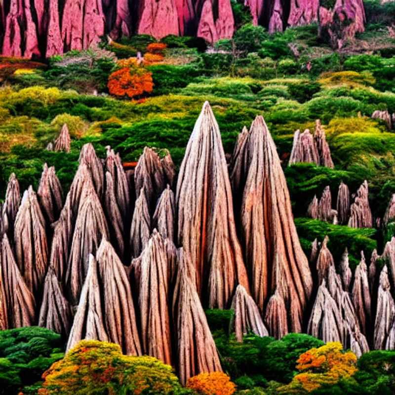 Jagged limestone cathedrals of Tsingy de Bemaraha National Park, Madagascar, reaching towards the summer sky – an otherworldly landscape for adventurous souls seeking a unique summer holiday.