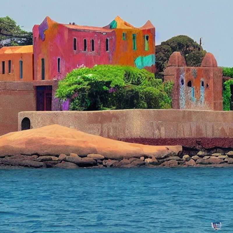 Luxury meets history: A social media savvy traveler captures the vibrant colors and poignant past of Gorée Island, Senegal, from a stunning, luxury vantage point. Perfect #travelgram inspo!
