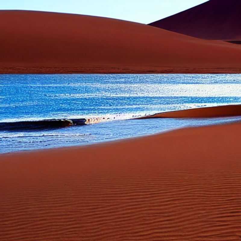 Immense dunes dorées du Parc National Namib-Naukluft, brûlées par le soleil d'été. Découvrez si ce paysage époustouflant est l'endroit idéal pour vos vacances d'été en Namibie !