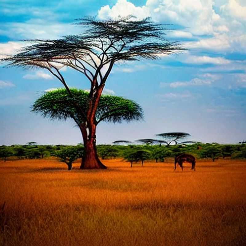 Immense savane dorée du Parc National de la Vallée de Kidepo, Ouganda, baignée par la lumière estivale, promesse d'une aventure inoubliable au cœur de l'Afrique.