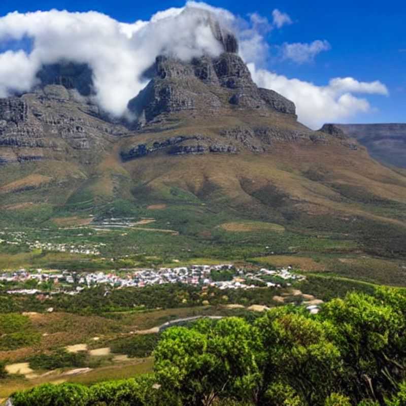 Pico da Catedral majestoso sob o sol de verão, um convite irresistível para a aventura e beleza natural nas montanhas Drakensberg, África do Sul. Imagine-se explorando trilhas ensolaradas e respirando o ar puro - um paraíso para as férias de verão! (Majestic Cathedral Peak under the summer sun, an irresistible invitation to adventure and natural beauty in the Drakensberg Mountains, South Africa. Imagine yourself exploring sunny trails and breathing fresh air - a paradise for summer holidays!)