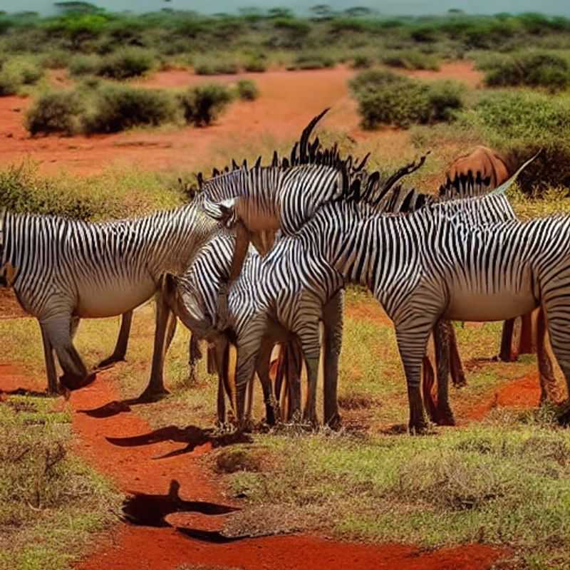 Spanish: Manada de elefantes rojos bañados por el sol de verano en el Parque Nacional de Tsavo, Kenia. Descubre si Tsavo es tu destino ideal para estas vacaciones de verano.