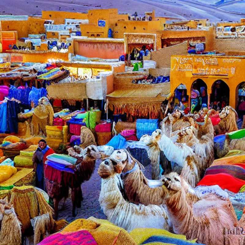 Marché aux dromadaires de Guelmim, Maroc, animé et vibrant, sous le soleil estival. Découvrez l'authenticité du marché aux chameaux lors de votre séjour estival au Maroc.