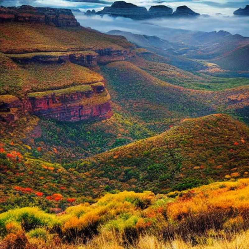 Majestosas montanhas do Royal Natal National Park, África do Sul, sob o sol de verão: um paraíso verdejante para uma escapada inesquecível.