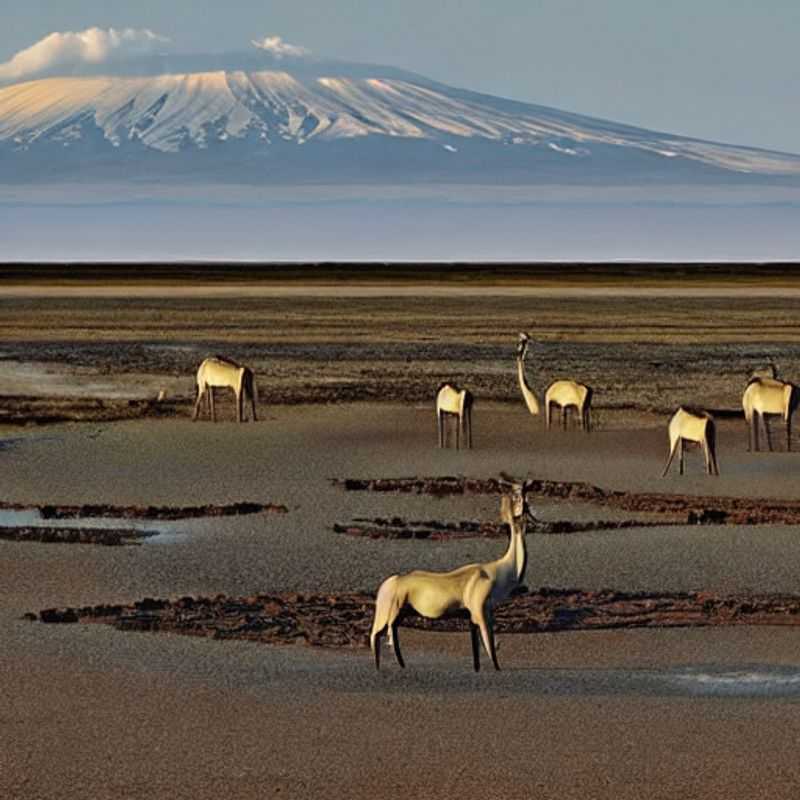 Majestuoso elefante africano pastando plácidamente bajo el sol del verano en el Parque Nacional de Amboseli, Kenia, con el imponente Kilimanjaro vigilando en la distancia: ¡un oasis perfecto para unas vacaciones inolvidables!