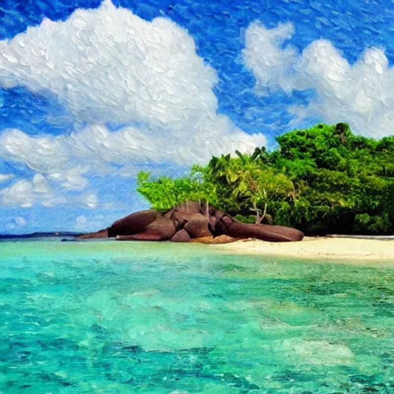 Turquoise waters meet lush, verdant hills on Mahé Island, Seychelles, showcasing the island's unique blend of pristine beaches and dramatic, nature-filled landscapes.