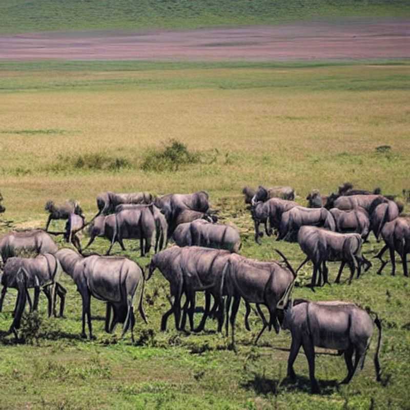 Un couple d'explorateurs culturels capturant la majesté du cratère du Ngorongoro, une symphonie de vie sauvage et de paysages époustouflants, le cadre idéal pour une publication Instagram inoubliable.