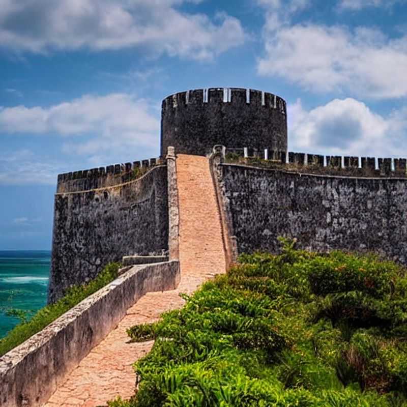 Fortaleza de São Sebastião, Moçambique, banhada pelo sol tropical, um vislumbre histórico e beleza costeira, perfeita para umas férias de verão inesquecíveis.