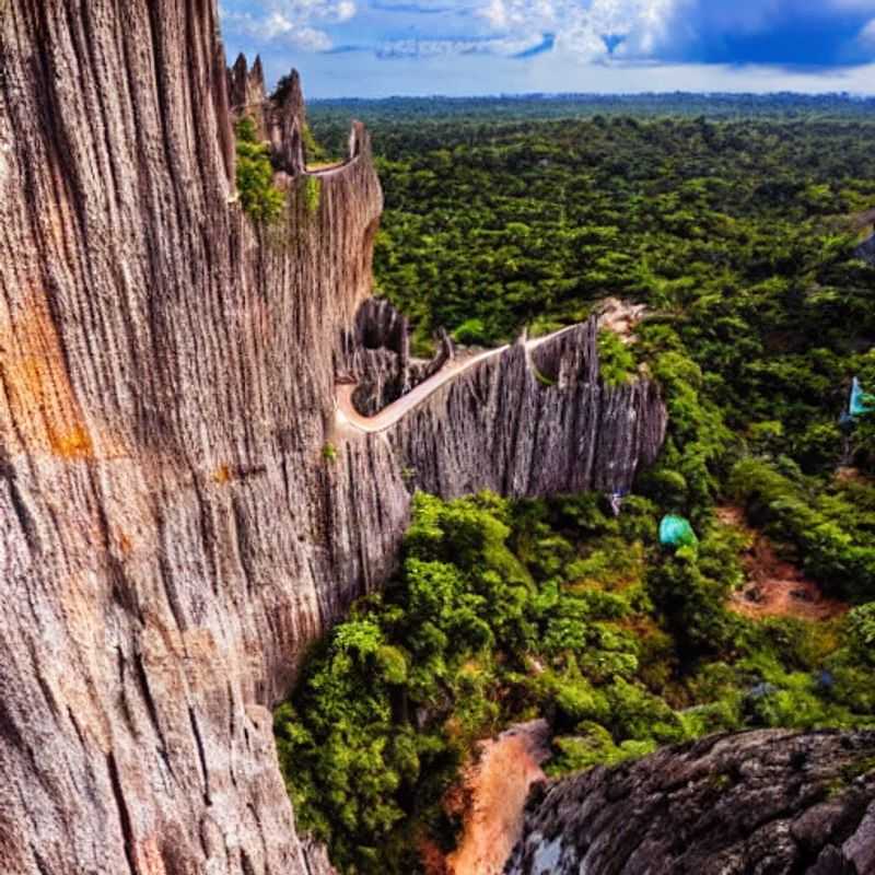 Vista espetacular das afiadas formações rochosas de Tsingy de Bemaraha, Madagascar, um destino ideal para férias de verão cheias de aventura e paisagens surpreendentes.