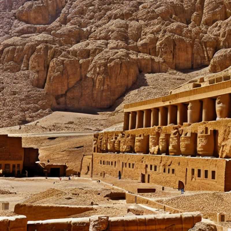Beneath the blazing Egyptian sun: A panoramic view of the Valley of the Kings, hinting at the ancient secrets and sweltering heat awaiting intrepid summer explorers (perhaps with a healthy dose of caution!).