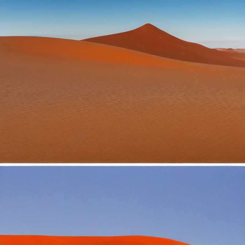 Paisagem surreal do Parque Nacional Namib-Naukluft, Namíbia, sob o sol escaldante do verão. Areias ondulantes contrastam com o céu azul infinito, uma visão impactante para aventureiros que questionam: será este o destino ideal para suas férias de verão?