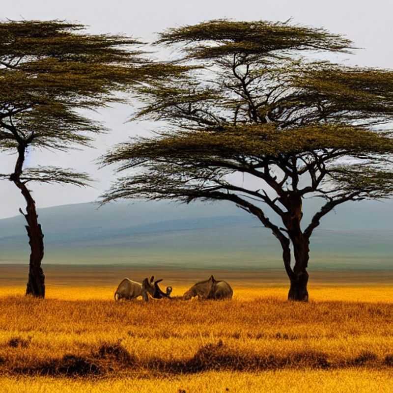 Uma vista deslumbrante da Cratera de Ngorongoro, Tanzânia, vibrante e verdejante sob o sol de verão, ilustrando a beleza exuberante que a torna um destino ideal para férias nesta estação.