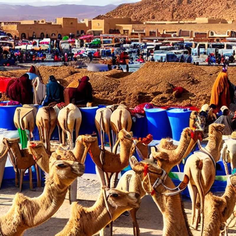 Marché aux chameaux de Guelmim, Maroc : Une excursion estivale fascinante au marché aux chameaux de Guelmim, Maroc.